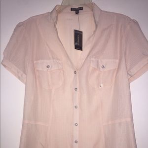 Pink/Cream colored Express button up short sleeve